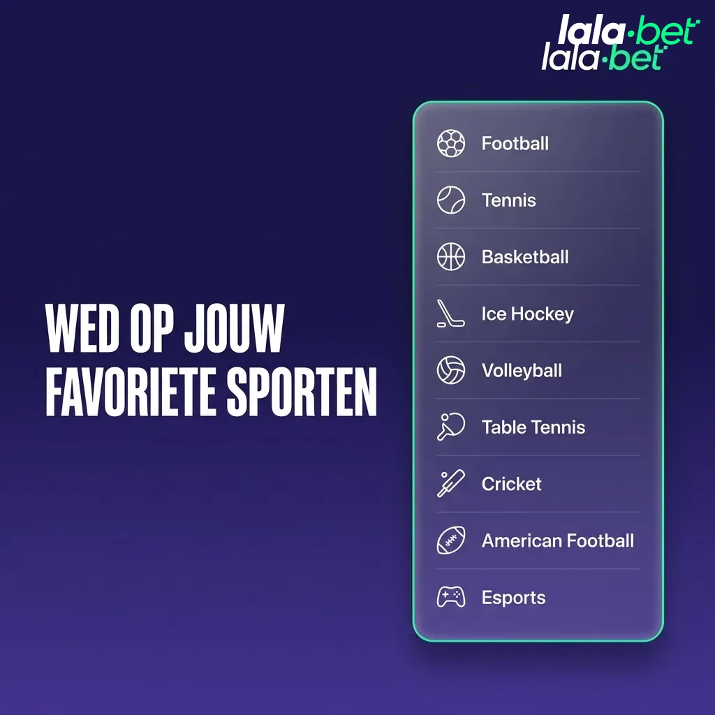 Een interface voor sportweddenschappen met meer dan 30 sporten, waaronder voetbal, tennis, basketbal, ijshockey en Formule 1, met live-kansen.